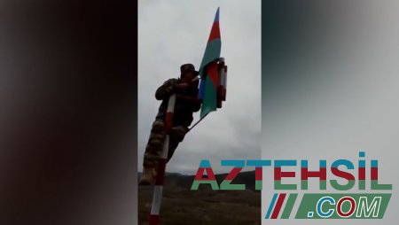 Азербайджанский флаг развевается в селе Хыдырлы Агдамского района - ВИДЕО